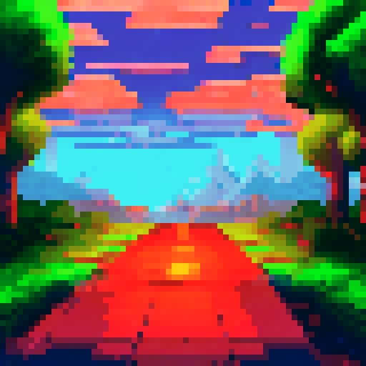 menacing retro lamppost, eerie glow, pixelated shadows, sRGB colors, darkened background, creepy landscape