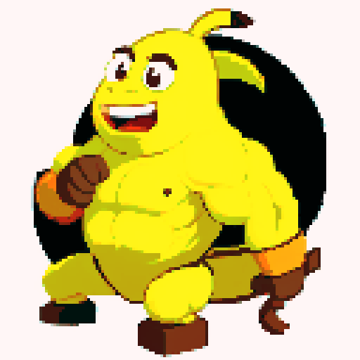 A mascot that is an over-ripe banana who is very strong and jacked. The banana is wearing a shirt that says “Ripe”.