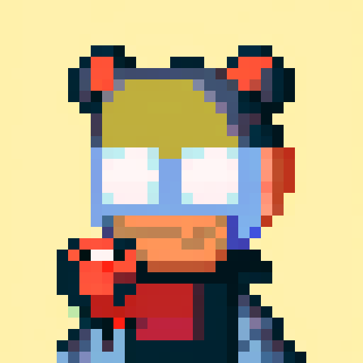 evil robot, dark, pixel art, sRGB, upper body portrait, looking away