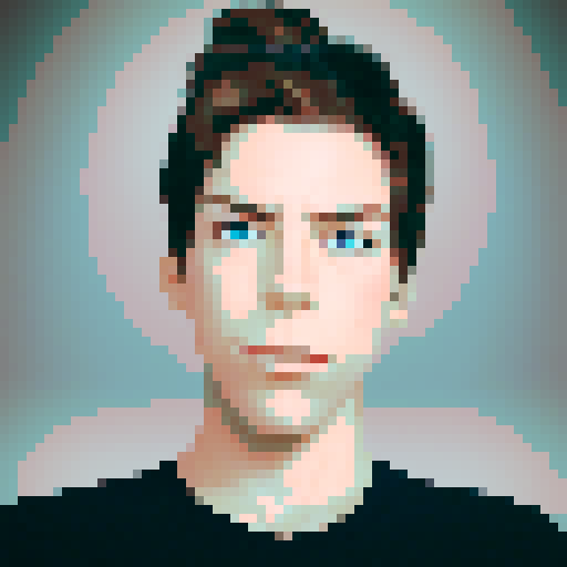 cartoony, retro, pixel art portrait profile picture, blue eyes,