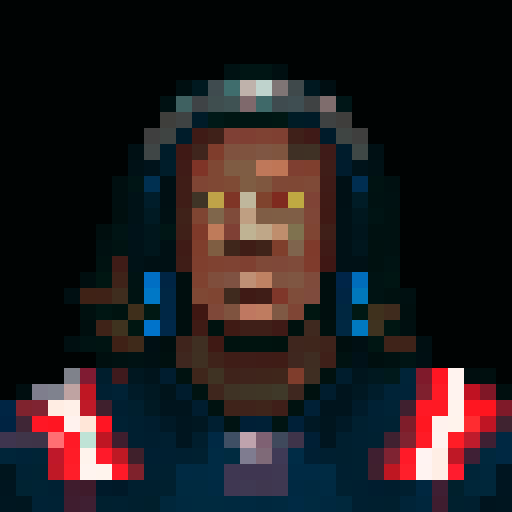 nfl football player, profile view, forward-facing, wearing jersey, no helmet, game icon style, 32x32 pixel art, sRGB, skillful expression, close-up portrait