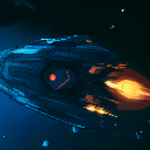 futuristic spaceship, topview, sleek and streamlined, hovering mid-air, sRGB aesthetic, dark blue colors