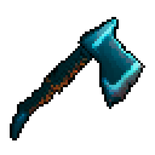 fantasy axe, sharp blade, metallic sheen, steel colored blade, textured grip