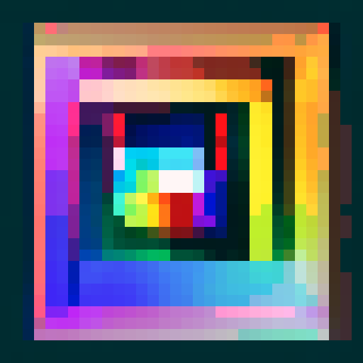 colorful art paintbrush, 32x32 badge style, bold black outline, vibrant sRGB colors