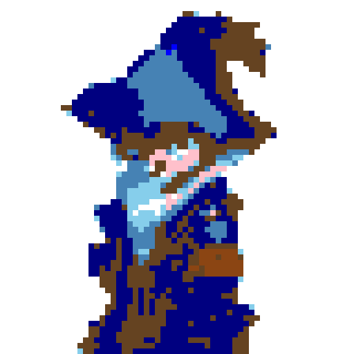 Wizard, blue Robe, platformer 2D video game