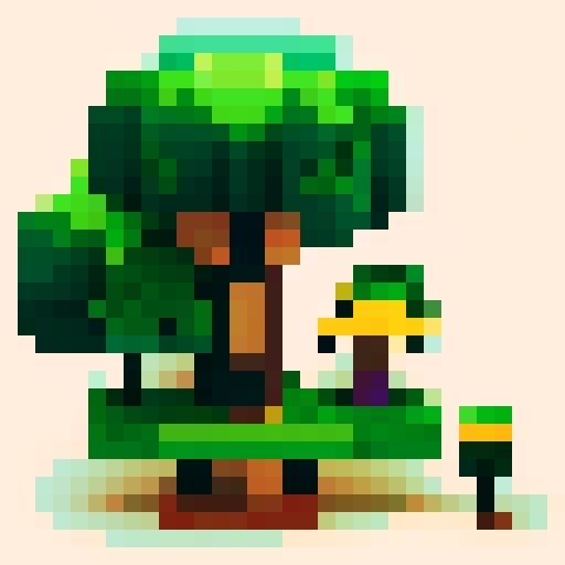 toucan on a tree in the forest. the scene displays two big trees with the toucan in the middle on one of their branches