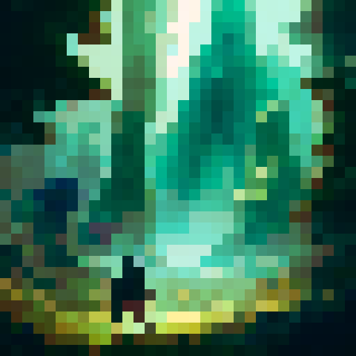 A brave warrior wielding a sword and shield, traversing through a dense forest filled with towering trees and vibrant foliage, accompanied by a mischievous fairy fluttering by their side In the distance, a foreboding entrance to a dimly-lit cave looms, promising untold riches and lurking dangers The image should capture the thrill and peril of embarking on an epic quest in a fantastical RPG world, with a palette of rich greens and browns and hints of light and shadow