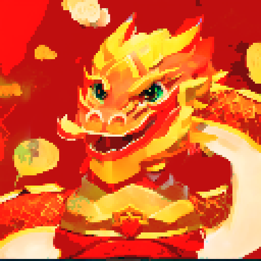 Red and gold dragon, Year of the Dragon, Chinese New Year, close up, China-style, close up, portrait
