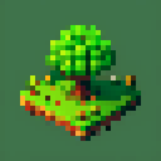 green apple, in the center, fantasy top-down RPG with an orthogonal camera, simple pixel art