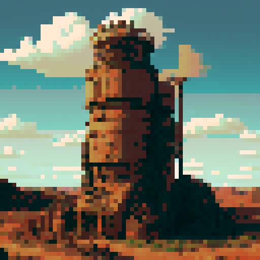 worn and weathered, industrial excavation machine, towering over the desolate landscape, surrounded by swirling clouds of dust and debris, with intricate mechanical gears and steampunk-inspired design
