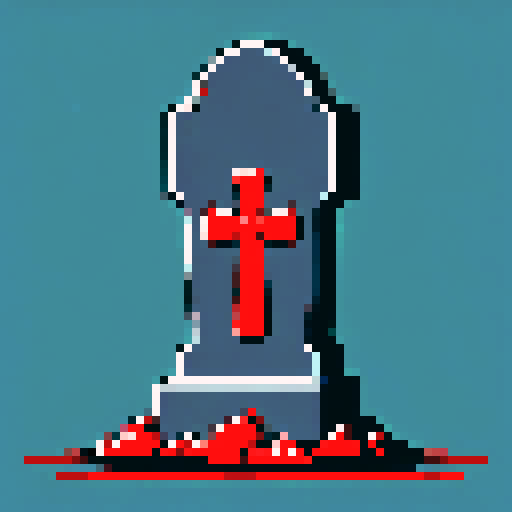 bloodied, gory tombstone, weathered and cracked, haunted, spooky, scary, against a vibrant sRGB against dark background