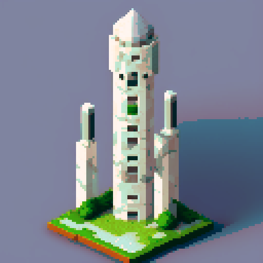 large white marble Wizard's Tower, hex map icon.