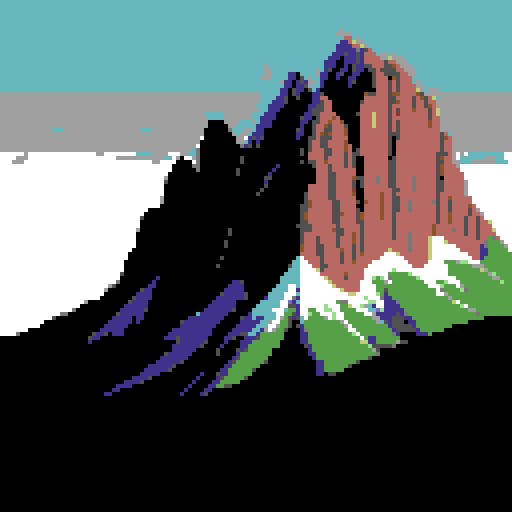 large mountain at night, large dark blue sky, viewed from afar, retro, nostalgic feel