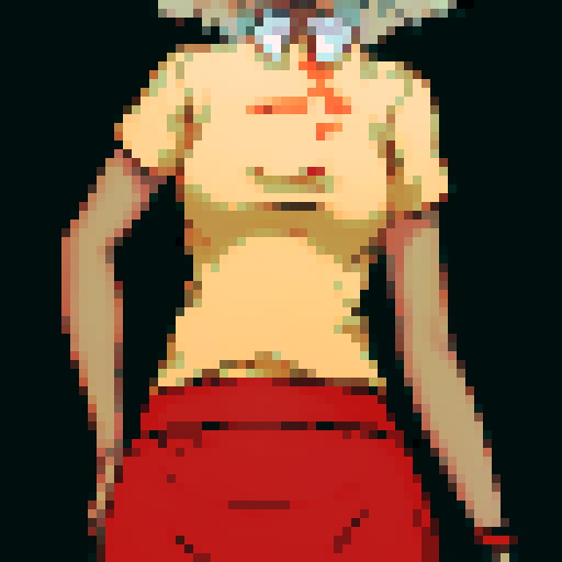 Black girl with light brown hair, red eyes, and a white blouse