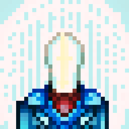 magician coat, vibrant colors, pixelated details, sRGB palette, skillful brushstrokes, close-up of buttons and embroidery, game icon, 32x32 pixels, framed portrait