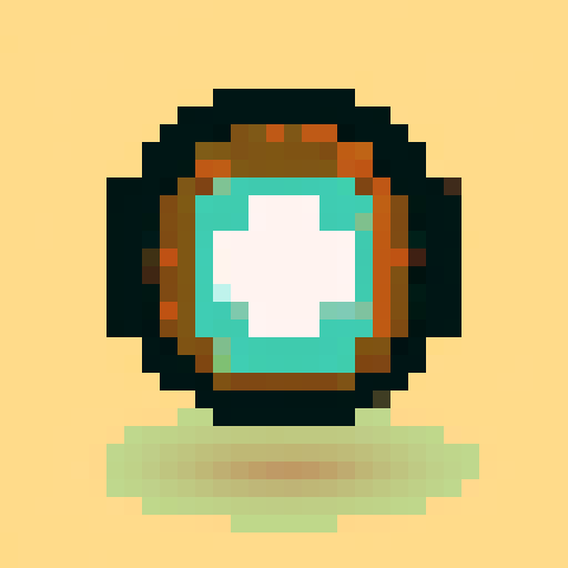 beer bottle cap item, game icon, 32x32 pixel art, sRGB, skill art, close up, portrait, metallic texture, embossed logo, vibrant colors, glossy finish