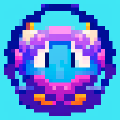 Magical Sanctum, a pixel art game icon capturing a close up, 16x16 portrait of the captivating world of "My Singing Monsters"
