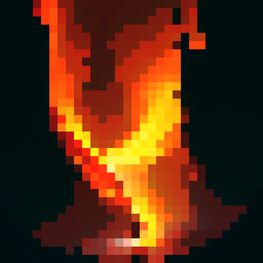 Living ember of flame flickering in a fiery hell(not a dragon, close up image, card art, simple, few colors