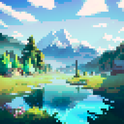 A majestic, snow-capped mountain range towering over a tranquil, crystal-clear lake surrounded by lush, green forest, all captured in stunning landscape photography