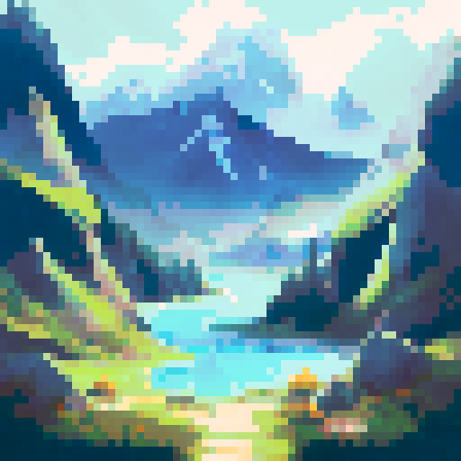 A majestic, snow-capped mountain range towering over a tranquil, crystal-clear lake surrounded by lush, green forest, all captured in stunning landscape photography