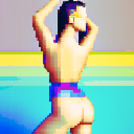 naked girl, sexy ass, vibrant colors, pixelated curves, retro nostalgia, pixel art