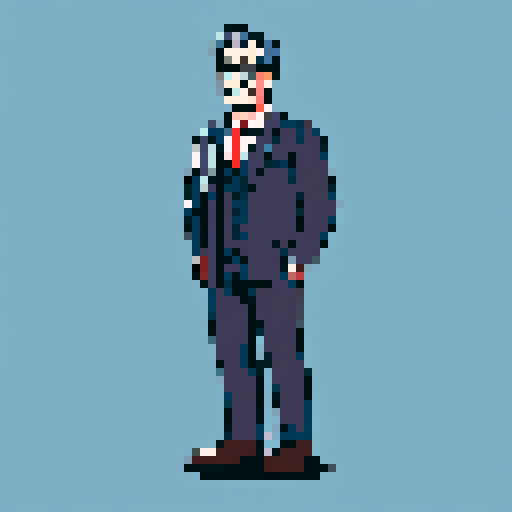 Middle-aged HR manager, formal dress, German national, pixel art, sRGB