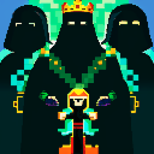 three men, archmage and his apprentices , magic staff, light at the archmage, dark place, king with staff, cant see eyes, eyes darken