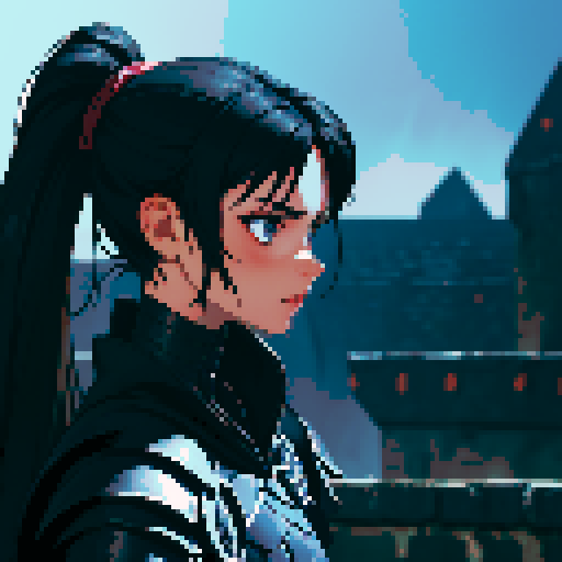 black armor, giant sword, long black hair, sexy, dark knight