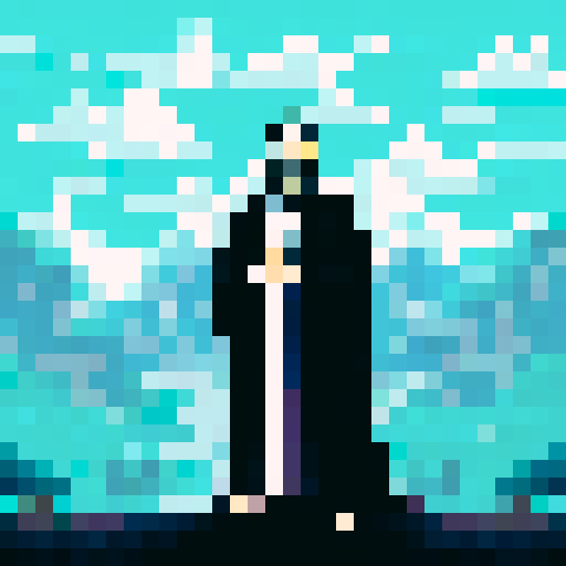 Tall, imposing figure with jet-black hair donning a sleek black robe,