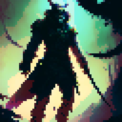 Samurai's fierce eyes glaring through blood-soaked hat, wielding a sleek katana in a mystical forest with glowing mushrooms, fireflies, and an approaching dragon in fantasy RPG style