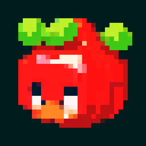 strawberry, vibrant red, juicy, pixelated, retro, sRGB