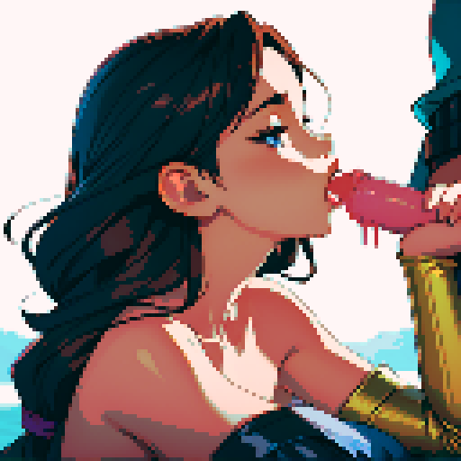 side angle of sexy naked woman giving blowjob