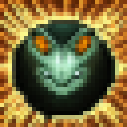 Moonlit forest, glowing eyes, razor-sharp fangs, snarling beast, rendered in pixelated 32x32 skill art.