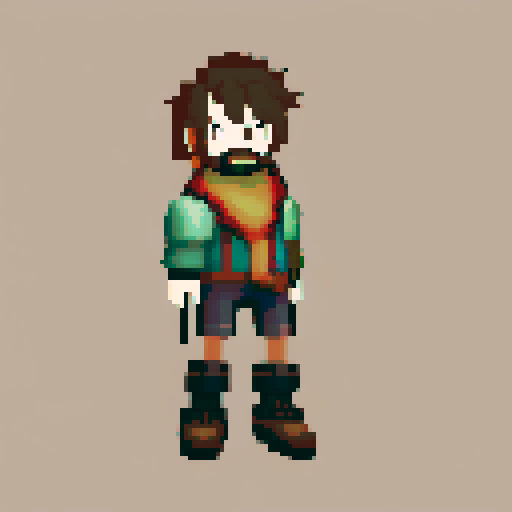 Male, brown hair, wizard, pixel art style, octopath traveller 2, 