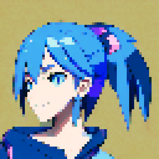 Smug blue haired catgirl