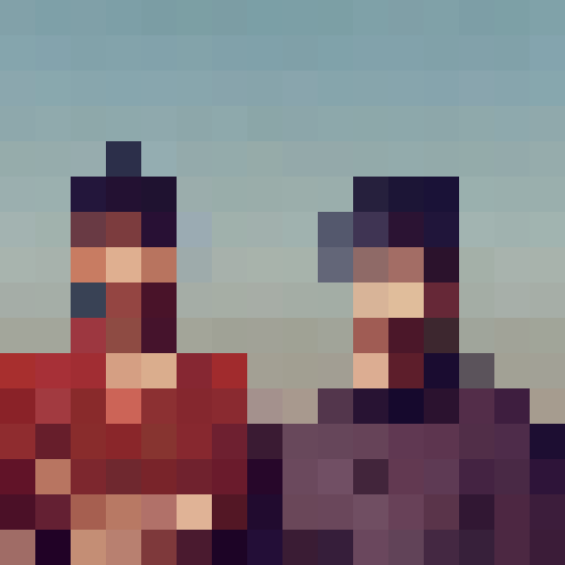 Turn these two Japanese men into 16-bit pixel art