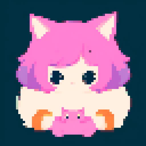 flat illustration of a girl with many cats, cartoon style, close-up