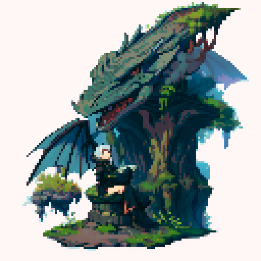 a grey dragon sitting on the ground, wings stretched up