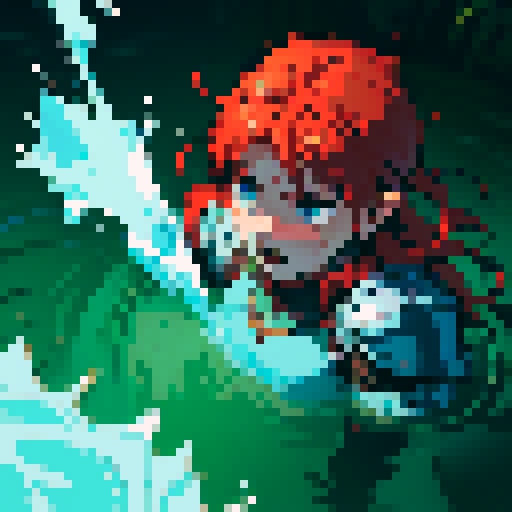 hero sinking into slime, hero drowning in slime, hero has red hair, hero has silver armor, reaching up, panic, sinking deep into the goo