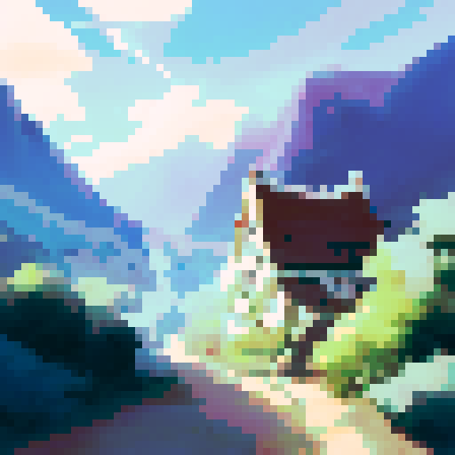 Pixel art blue sky with white clouds with no ground showing