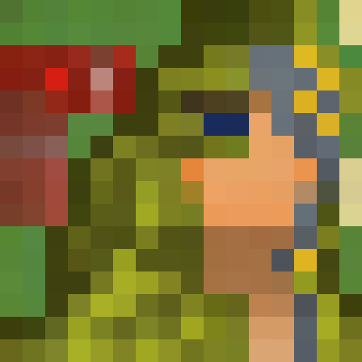 spikey blonde hair, blue eyes, 16bit jrpg main character, game icon, 16x16, pixel art, close up, portrait