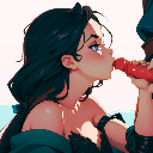 side angle of sexy naked woman giving blowjob
