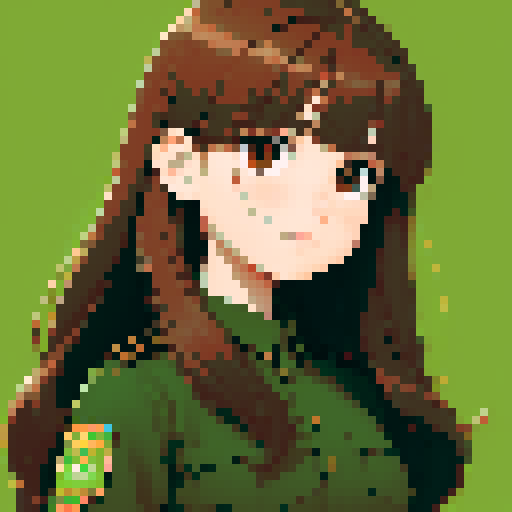 young girl, large round eyes, brown hair, brown eyes, wearing combat green army uniform, upper body close-up, transparent background, clean and detailed, game icon, centered composition, beautiful girl, long flowing hair, detailed eyes, slim figure, soft smile, round face