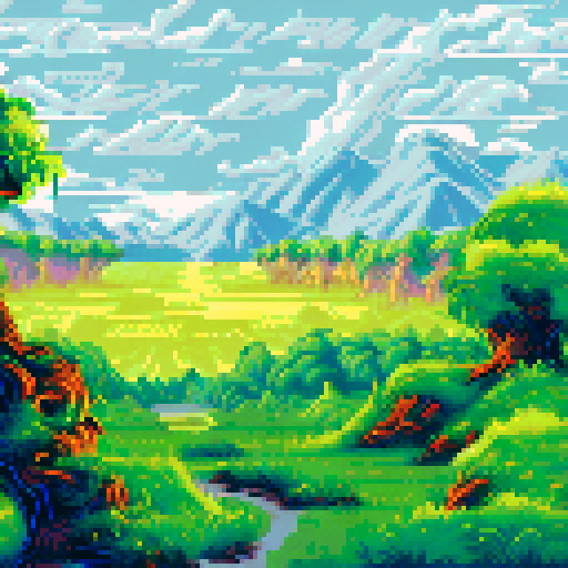 Glowing vines, pulsating with energy, wrap around a towering, gnarled tree with sparkling leaves, guarded by ethereal spirits wielding crackling lightning bolts in a pixel art landscape, with a background pulsing in sRGB hues