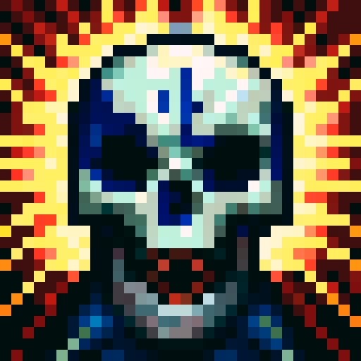Symmetrical skull, only four colors, evil vibe
