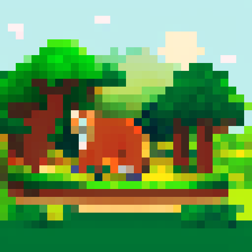 a cute jaguar in the forest. the scenery have on tree in each side and the sky have a bright sun
