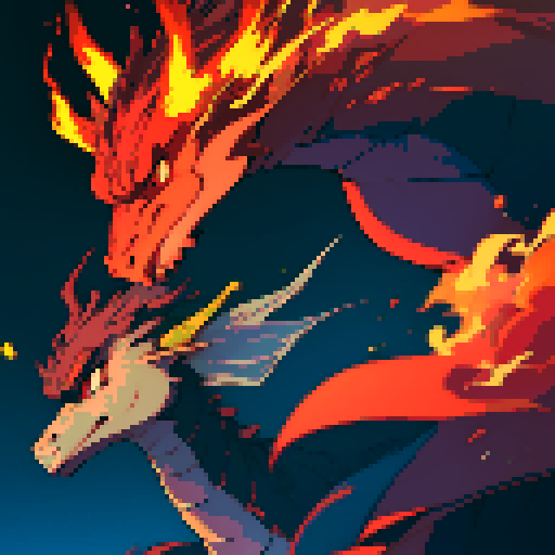 Dragon breathing fire, fire breath, flames