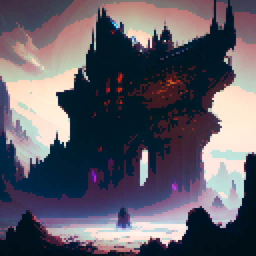 Satanic castle scenery, Castlevania style, top view