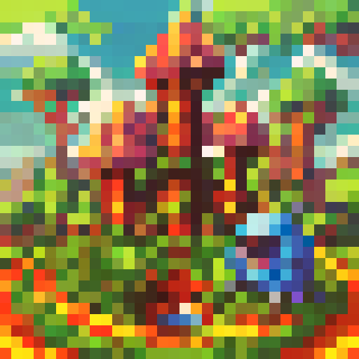 Air Island, a pixel art game icon capturing a close up, 16x16 portrait of the captivating world of "My Singing Monsters"