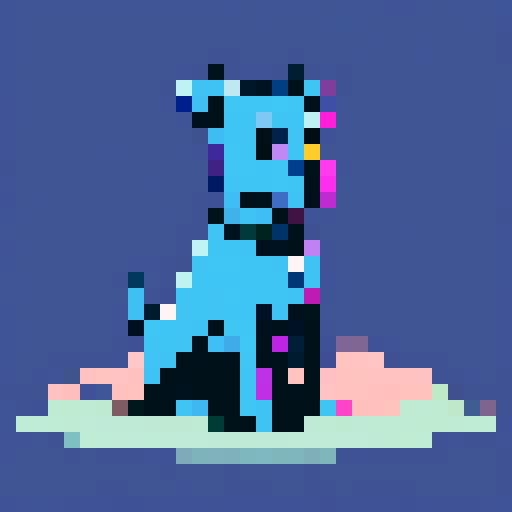 blue dog floating head